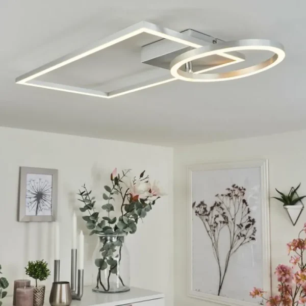 hofstein Plafonnier Moya LED Argenté, Blanc, 1 lumière* Lampes Modernes