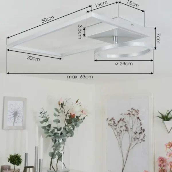 hofstein Plafonnier Moya LED Argenté, Blanc, 1 lumière* Lampes Modernes