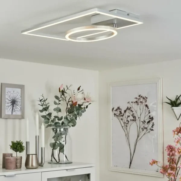 hofstein Plafonnier Moya LED Argenté, Blanc, 1 lumière* Lampes Modernes