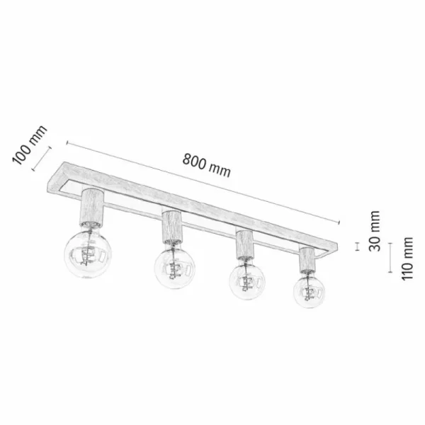 hofstein Plafonnier Mugueta Bois clair, 4 lumières* Lampes Modernes