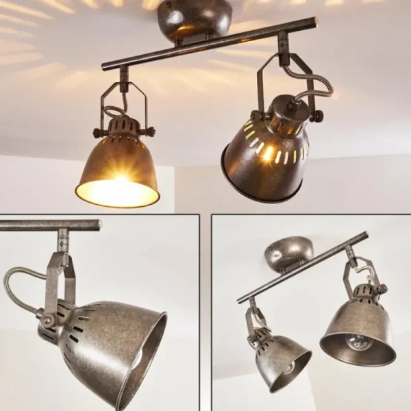 hofstein Plafonnier Nanlia Gris, Argenté, 2 lumières* Lampes Modernes