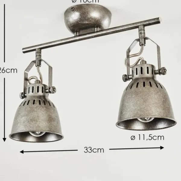 hofstein Plafonnier Nanlia Gris, Argenté, 2 lumières* Lampes Modernes