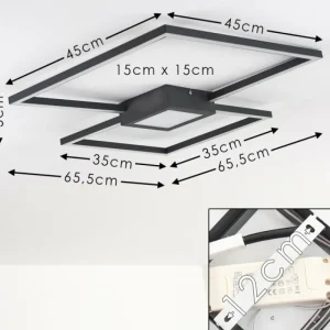 hofstein Plafonnier Narpes LED Anthracite, 1 lumière* Lampes Modernes
