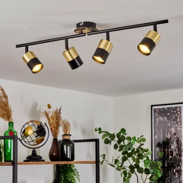 hofstein Plafonnier Neftenbach Laiton, Noir, 4 lumières* Lampes Modernes