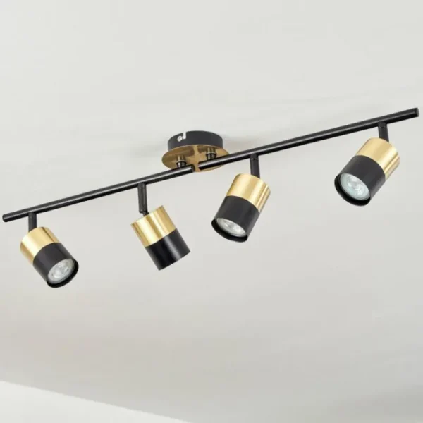 hofstein Plafonnier Neftenbach Laiton, Noir, 4 lumières* Lampes Modernes