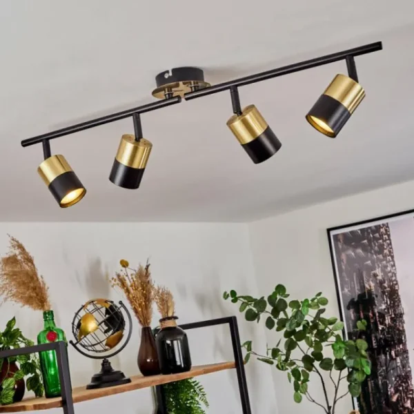 hofstein Plafonnier Neftenbach Laiton, Noir, 4 lumières* Lampes Modernes