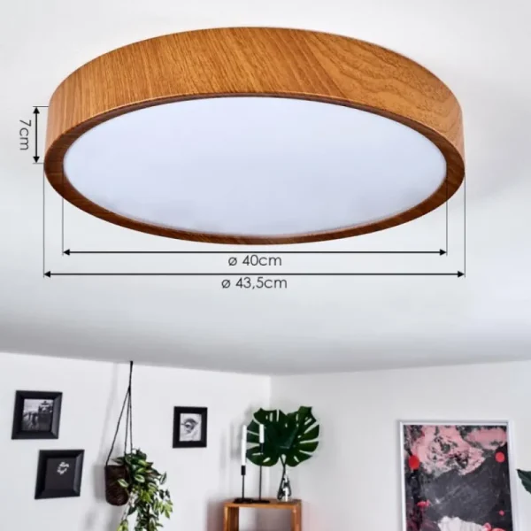 hofstein Plafonnier Nexo LED Couleur bois, Blanc, 1 lumière* Lampes Modernes