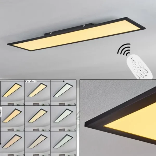 hofstein Plafonnier Nexo LED Noir, 1 lumière, Télécommandes* Lampes Modernes