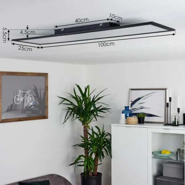hofstein Plafonnier Nexo LED Noir, 1 lumière, Télécommandes* Lampes Modernes
