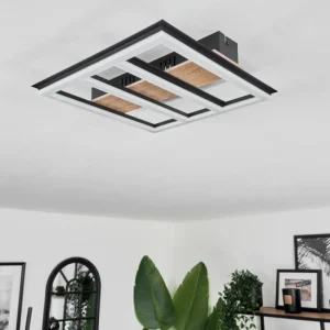 hofstein Plafonnier Nganbeto LED Couleur bois, Noir, 1 lumière* Lampes Modernes