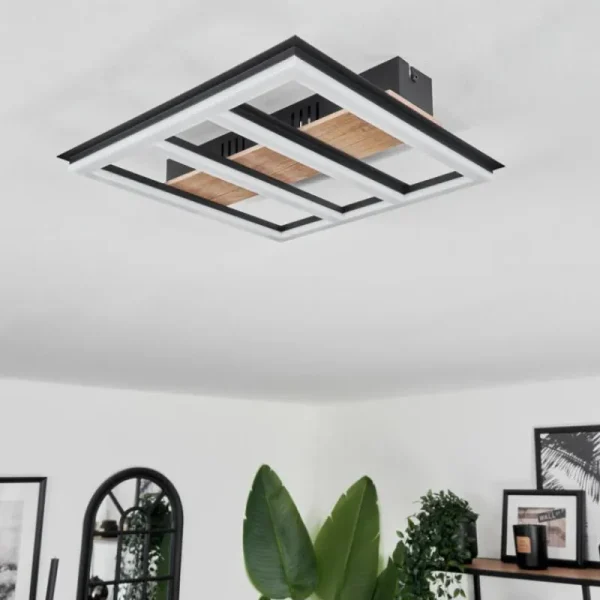hofstein Plafonnier Nganbeto LED Couleur bois, Noir, 1 lumière* Lampes Modernes