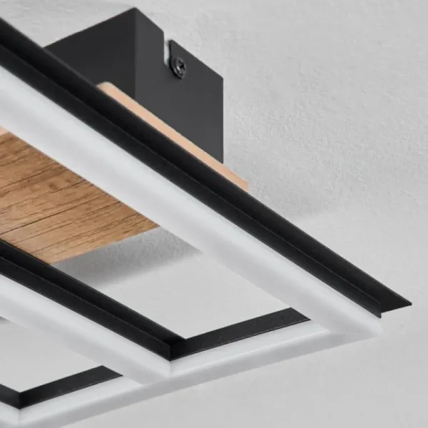 hofstein Plafonnier Nganbeto LED Couleur bois, Noir, 1 lumière* Lampes Modernes