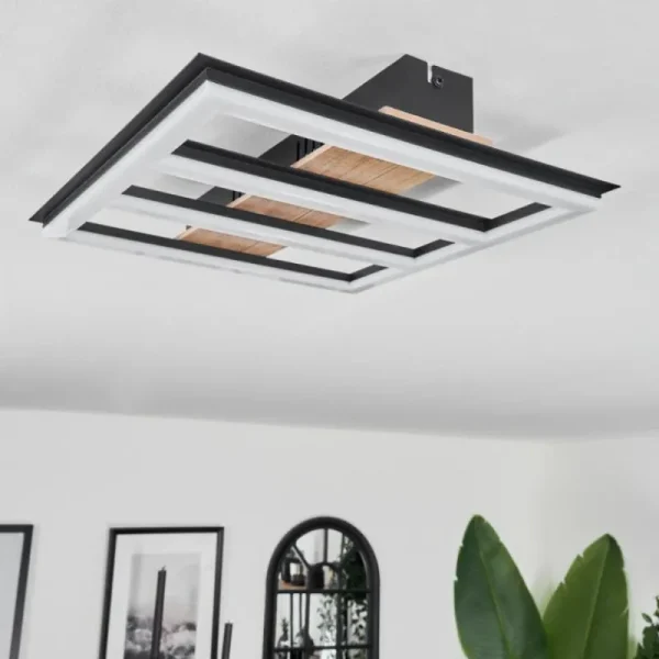 hofstein Plafonnier Nganbeto LED Couleur bois, Noir, 1 lumière* Lampes Modernes