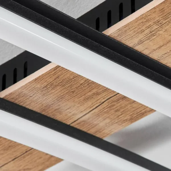 hofstein Plafonnier Nganbeto LED Couleur bois, Noir, 1 lumière* Lampes Modernes
