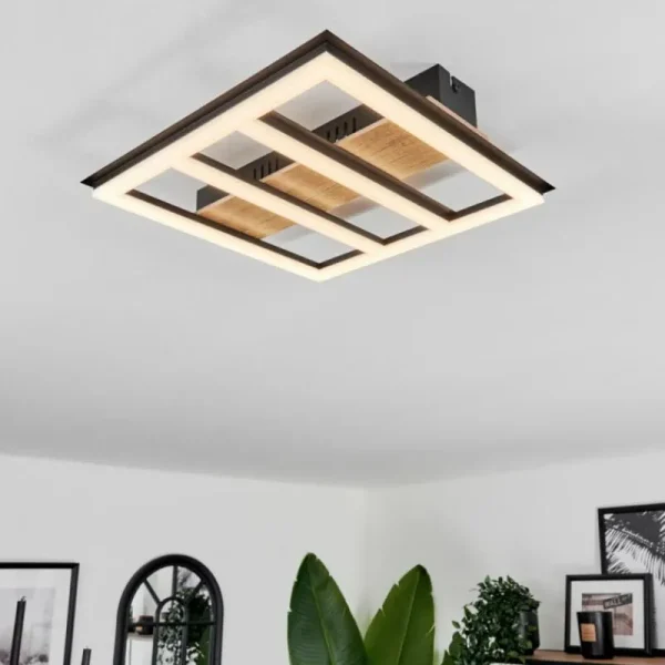 hofstein Plafonnier Nganbeto LED Couleur bois, Noir, 1 lumière* Lampes Modernes