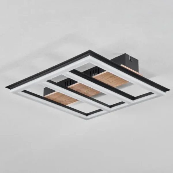 hofstein Plafonnier Nganbeto LED Couleur bois, Noir, 1 lumière* Lampes Modernes