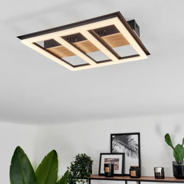 hofstein Plafonnier Nganbeto LED Couleur bois, Noir, 1 lumière* Lampes Modernes