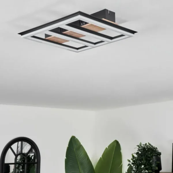 hofstein Plafonnier Nganbeto LED Couleur bois, Noir, 1 lumière* Lampes Modernes