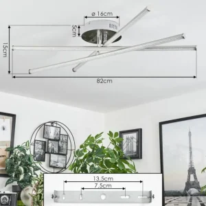 hofstein Plafonnier Noppa LED Chrome, Nickel mat, 3 lumières, Télécommandes, Changeur de couleurs* Lampes Modernes