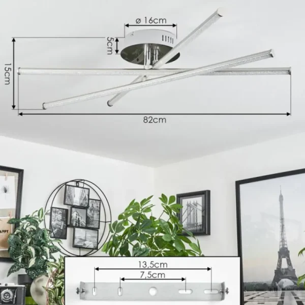 hofstein Plafonnier Noppa LED Chrome, Nickel mat, 3 lumières, Télécommandes, Changeur de couleurs* Lampes Modernes