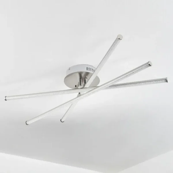 hofstein Plafonnier Noppa LED Chrome, Nickel mat, 3 lumières, Télécommandes, Changeur de couleurs* Lampes Modernes