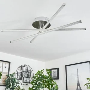 hofstein Plafonnier Noppa LED Chrome, Nickel mat, 3 lumières, Télécommandes, Changeur de couleurs* Lampes Modernes