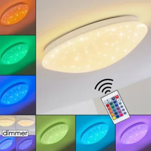 hofstein Plafonnier Norton Star LED Blanc, 1 lumière, Télécommandes, Changeur de couleurs* Lampes Modernes