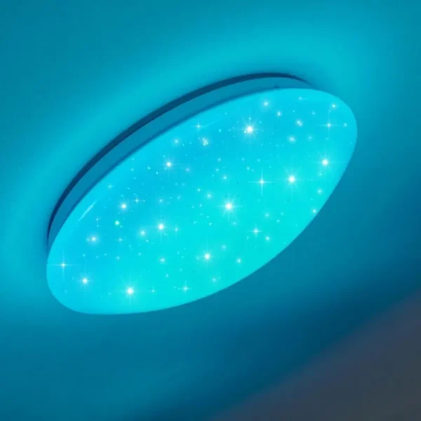hofstein Plafonnier Norton Star LED Blanc, 1 lumière, Télécommandes, Changeur de couleurs* Lampes Modernes