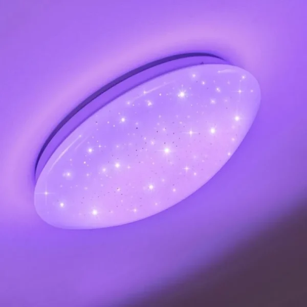 hofstein Plafonnier Norton Star LED Blanc, 1 lumière, Télécommandes, Changeur de couleurs* Lampes Modernes