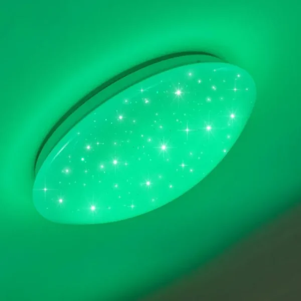 hofstein Plafonnier Norton Star LED Blanc, 1 lumière, Télécommandes, Changeur de couleurs* Lampes Modernes