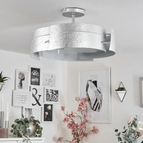 hofstein Plafonnier Novara Argenté, 3 lumières* Lampes En Verre