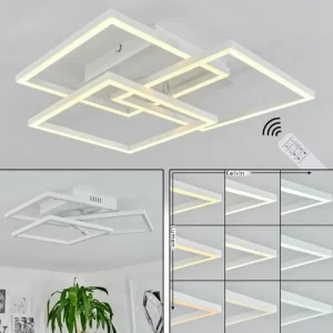 hofstein Plafonnier Oberegg LED Chrome, Blanc, 1 lumière, Télécommandes* Lampes Modernes