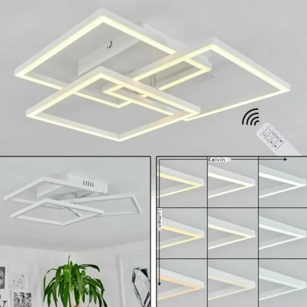 hofstein Plafonnier Oberegg LED Chrome, Blanc, 1 lumière, Télécommandes* Lampes Modernes