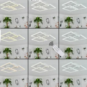 hofstein Plafonnier Oberegg LED Chrome, Blanc, 1 lumière, Télécommandes* Lampes Modernes