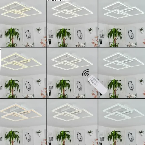 hofstein Plafonnier Oberegg LED Chrome, Blanc, 1 lumière, Télécommandes* Lampes Modernes