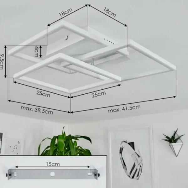 hofstein Plafonnier Oberegg LED Chrome, Blanc, 1 lumière, Télécommandes* Lampes Modernes