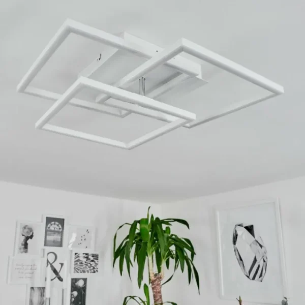 hofstein Plafonnier Oberegg LED Chrome, Blanc, 1 lumière, Télécommandes* Lampes Modernes