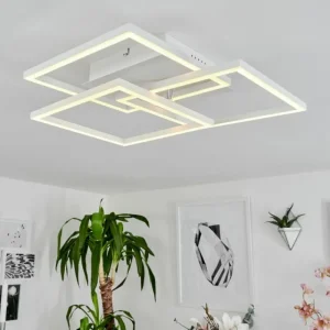 hofstein Plafonnier Oberegg LED Chrome, Blanc, 1 lumière, Télécommandes* Lampes Modernes