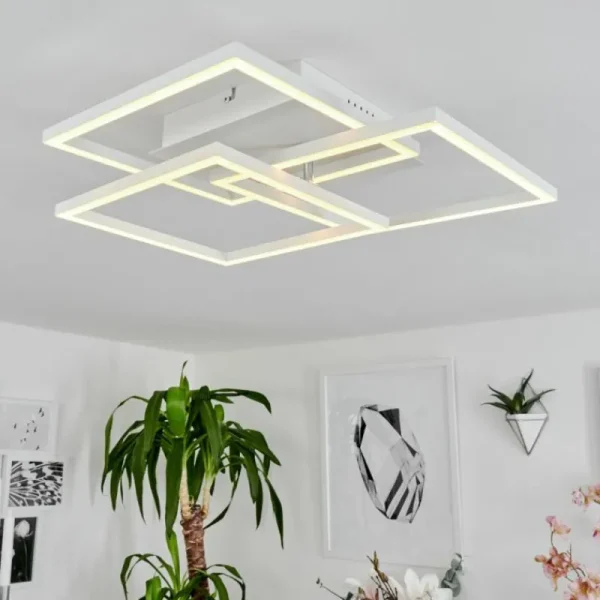 hofstein Plafonnier Oberegg LED Chrome, Blanc, 1 lumière, Télécommandes* Lampes Modernes