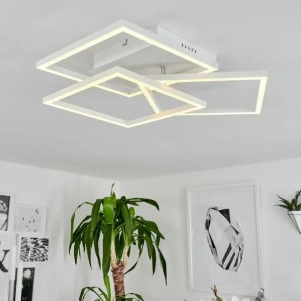 hofstein Plafonnier Oberegg LED Chrome, Blanc, 1 lumière, Télécommandes* Lampes Modernes