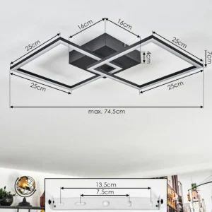 hofstein Plafonnier Obo LED Noir, 1 lumière* Lampes Modernes