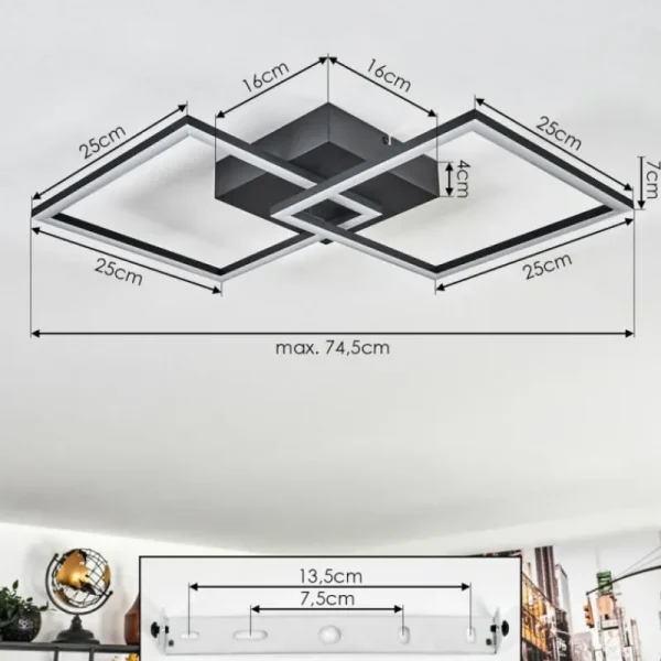 hofstein Plafonnier Obo LED Noir, 1 lumière* Lampes Modernes