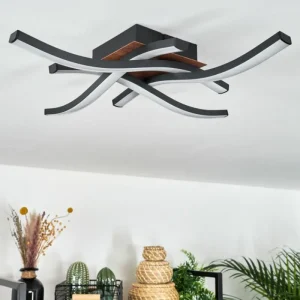 hofstein Plafonnier Odda LED Couleur bois, Noir, 4 lumières* Lampes Modernes