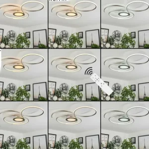 hofstein Plafonnier Olok LED Argenté, Blanc, 1 lumière, Télécommandes* Lampes Modernes