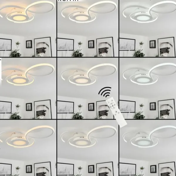 hofstein Plafonnier Olok LED Blanc, 1 lumière, Télécommandes* Lampes Modernes