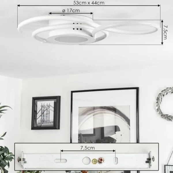 hofstein Plafonnier Olok LED Blanc, 1 lumière, Télécommandes* Lampes Modernes