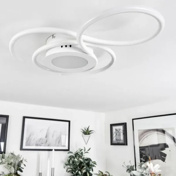 hofstein Plafonnier Olok LED Blanc, 1 lumière, Télécommandes* Lampes Modernes