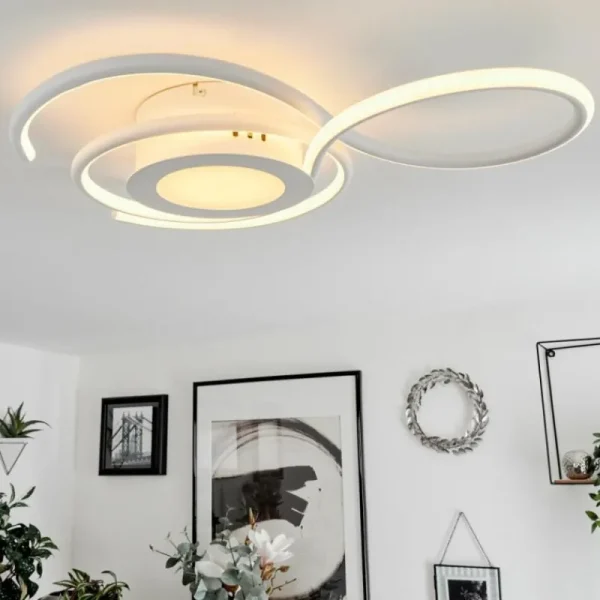 hofstein Plafonnier Olok LED Blanc, 1 lumière, Télécommandes* Lampes Modernes