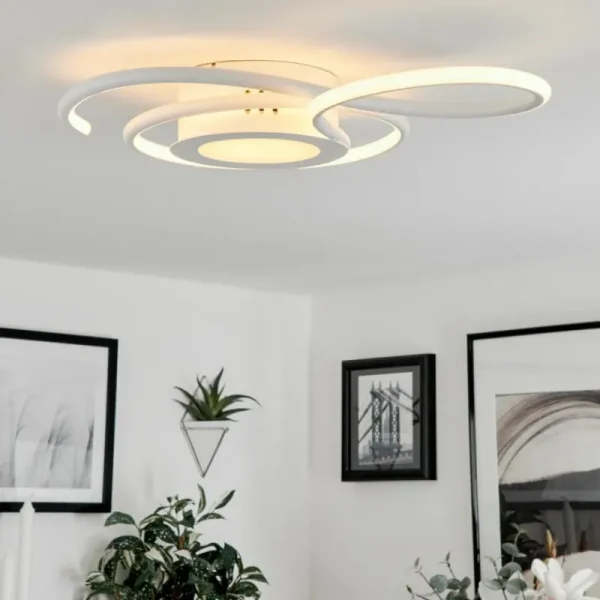 hofstein Plafonnier Olok LED Blanc, 1 lumière, Télécommandes* Lampes Modernes