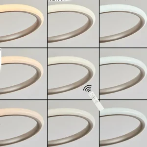 hofstein Plafonnier Olok LED Nickel mat, 1 lumière, Télécommandes* Lampes Modernes